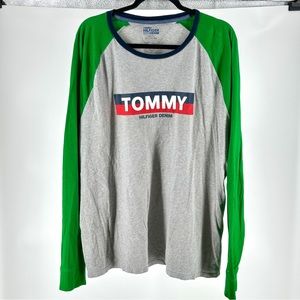 Women’s XXL Green‎ Gray Tommy Hilfiger Baseball Shirt